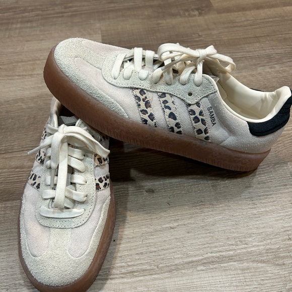 Adidas Samba Cream and Black Leopard Sneakers - Picture 1 of 6
